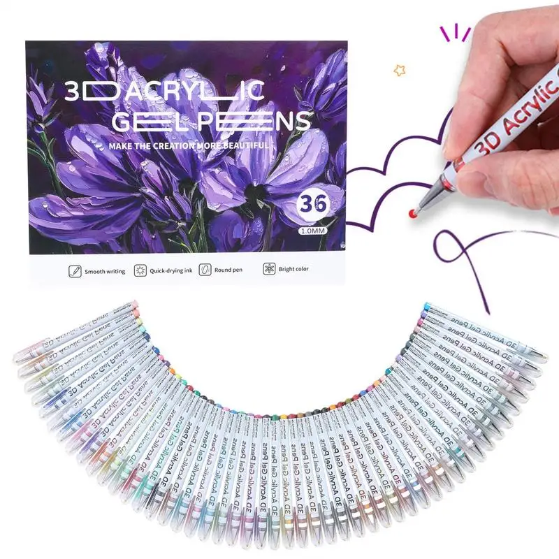 3D Acrylic Gel Pen 1.0mm 3D Acrylic Gel Markers Quick-Drying Ink 36 Colors Art Supplies Stationery For Smooth Writing Card
3D Acrylic Gel Pen 1.0mm 3D Acrylic Gel Markers Quick-Drying Ink 36 Colors Art Supplies Stationery For Smooth Writing Card