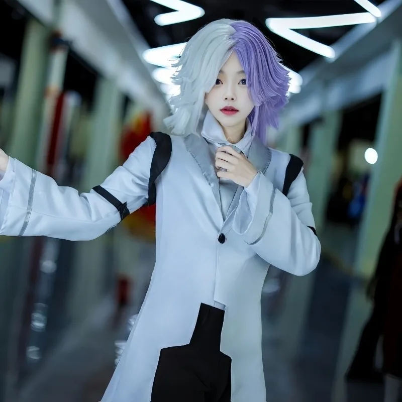Anime Bungo Sigma Cosplay Costume White Shirt Coat Pants Purple Wig Set Cool Role Play Outfit for Women Halloween Carnival Party
Anime Bungo Sigma Cosplay Costume White Shirt Coat Pants Purple Wig Set Cool Role Play Outfit for Women Halloween Carnival Party