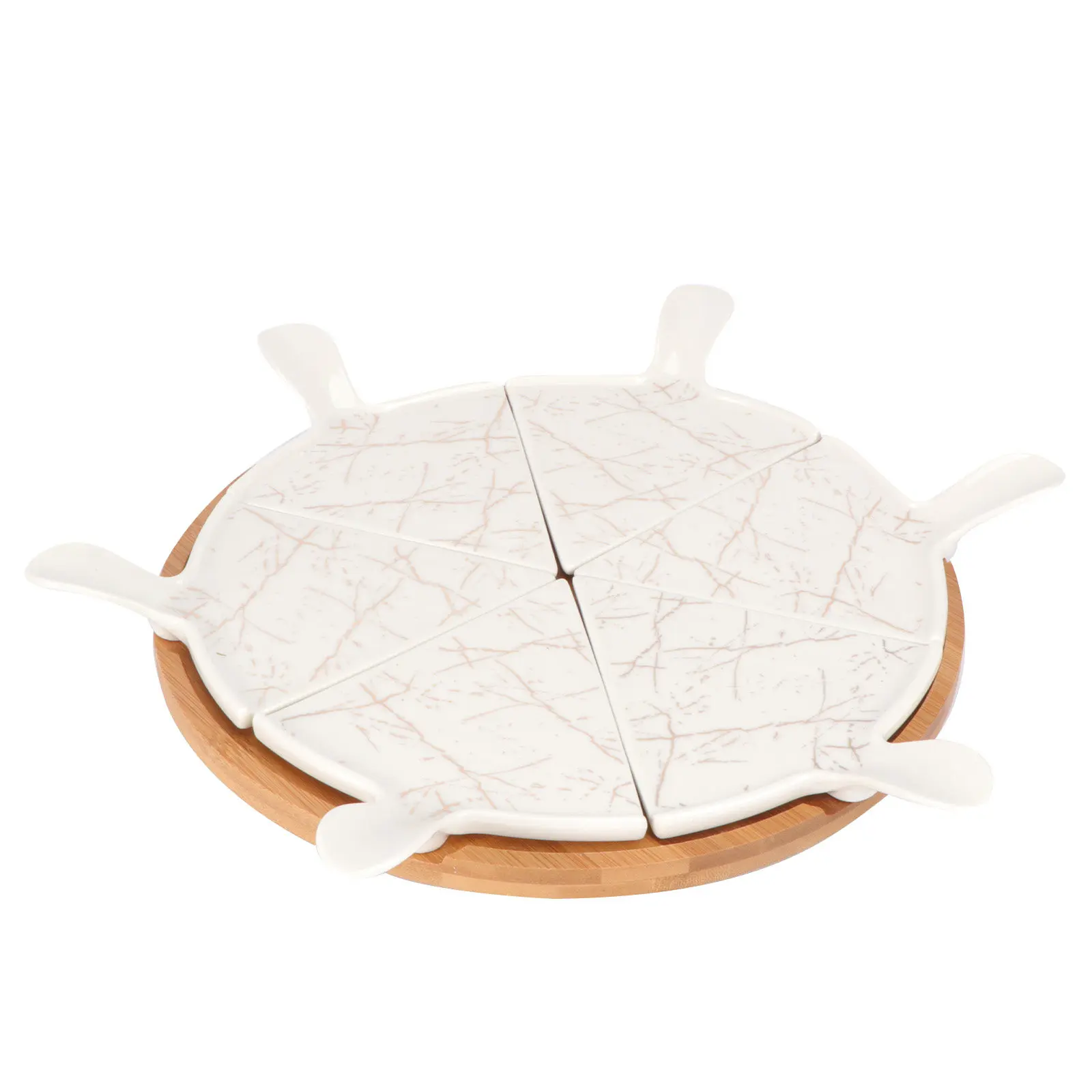 Набор бамбуковых подносов и керамических треугольных тарелок для пиццы и десертов, большие керамические треугольные тарелки для сервировки сыра на вечеринках
Набор бамбуковых подносов и керамических треугольных тарелок для пиццы и десертов, большие керамические треугольные тарелки для сервировки сыра на вечеринках