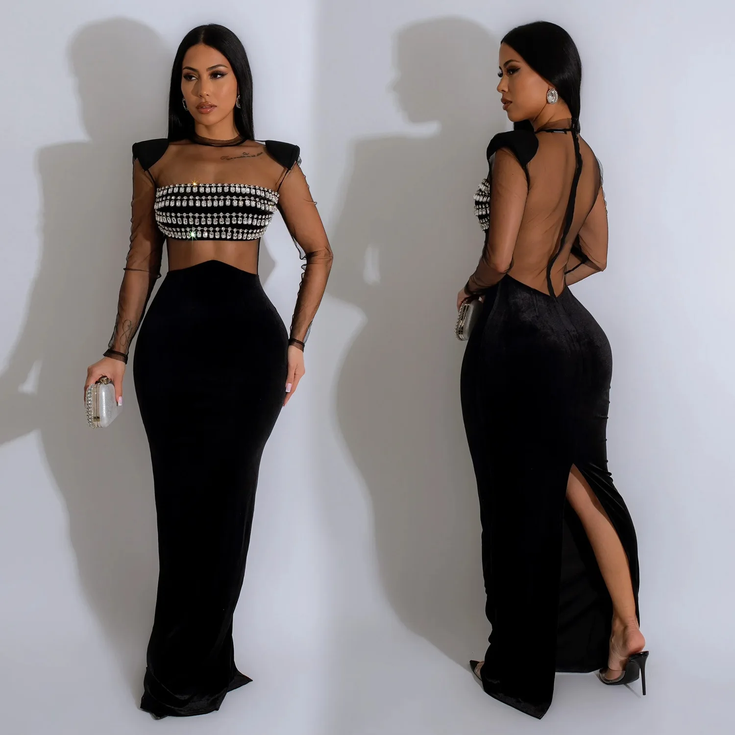 Elegant Evening Birthday Diamonds Rhinestone Formal Prom Dress Woman Sexy Club See Through Mesh Patchwork Party Vestidos
Elegant Evening Birthday Diamonds Rhinestone Formal Prom Dress Woman Sexy Club See Through Mesh Patchwork Party Vestidos