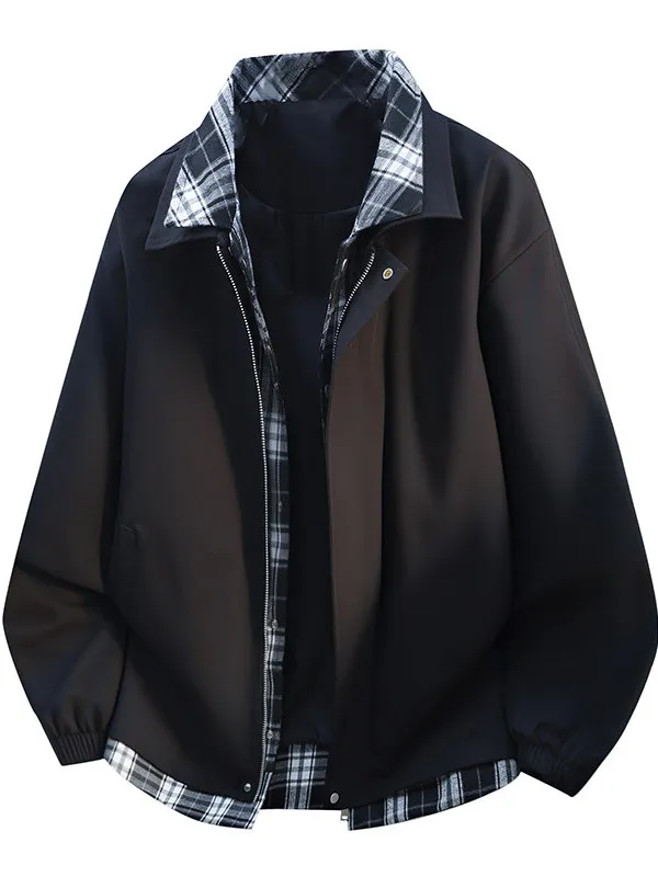 Casual Sle Plaid Patchwork Loose Fit Men's Jaet Fake Two-Piece Spring Outerwear Trendy Brand plus Size Big Men
Casual Sle Plaid Patchwork Loose Fit Men's Jaet Fake Two-Piece Spring Outerwear Trendy Brand plus Size Big Men