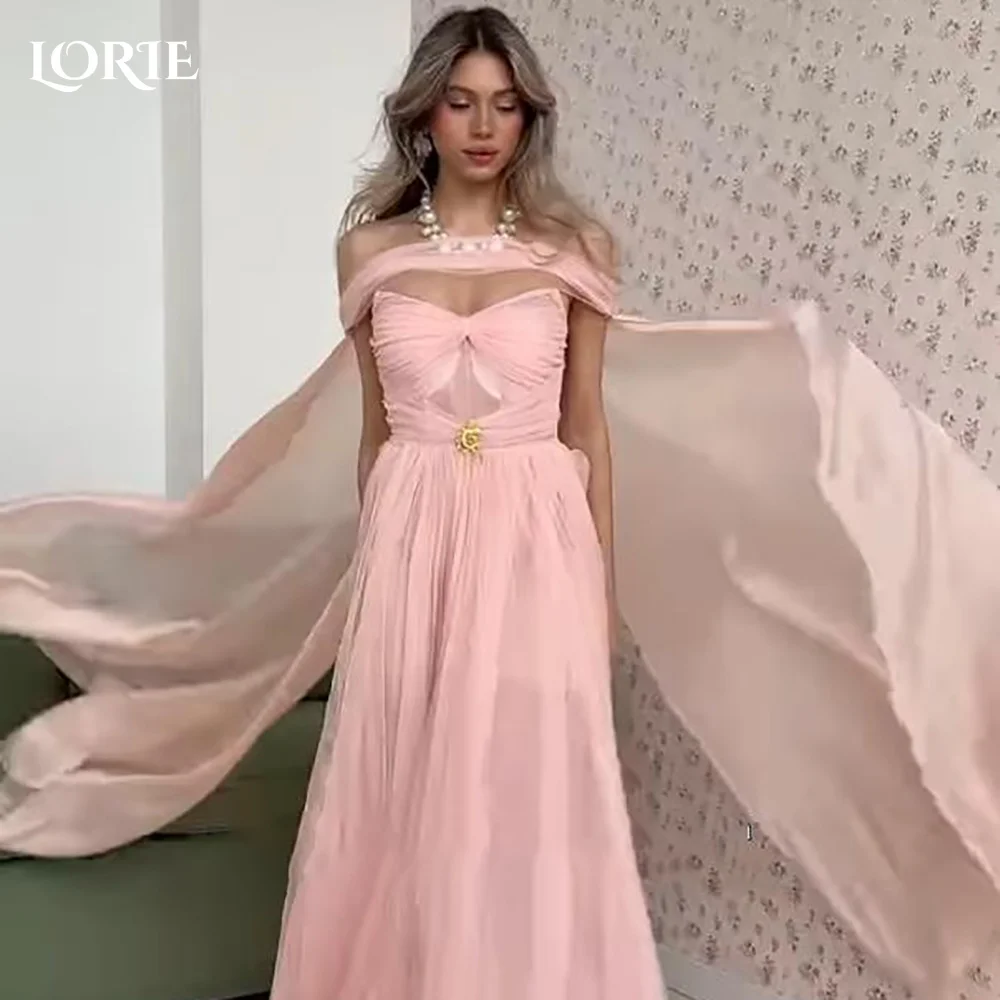 LORIE Off Shoulder Pink Evening Dress Chiffon A-Line Shawl Princess Prom Dress Sexy Sweetheart Brithday Party Gown Customized
LORIE Off Shoulder Pink Evening Dress Chiffon A-Line Shawl Princess Prom Dress Sexy Sweetheart Brithday Party Gown Customized