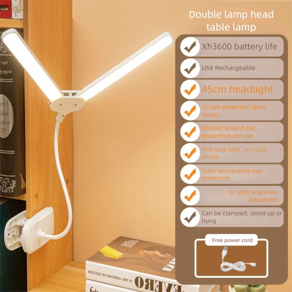 3 Colors LED Clamp Double Head Desk Lamp Flexible Touch Dimming LED Book Clip Lights Energy-Efficient 360° Rotate
3 Colors LED Clamp Double Head Desk Lamp Flexible Touch Dimming LED Book Clip Lights Energy-Efficient 360° Rotate