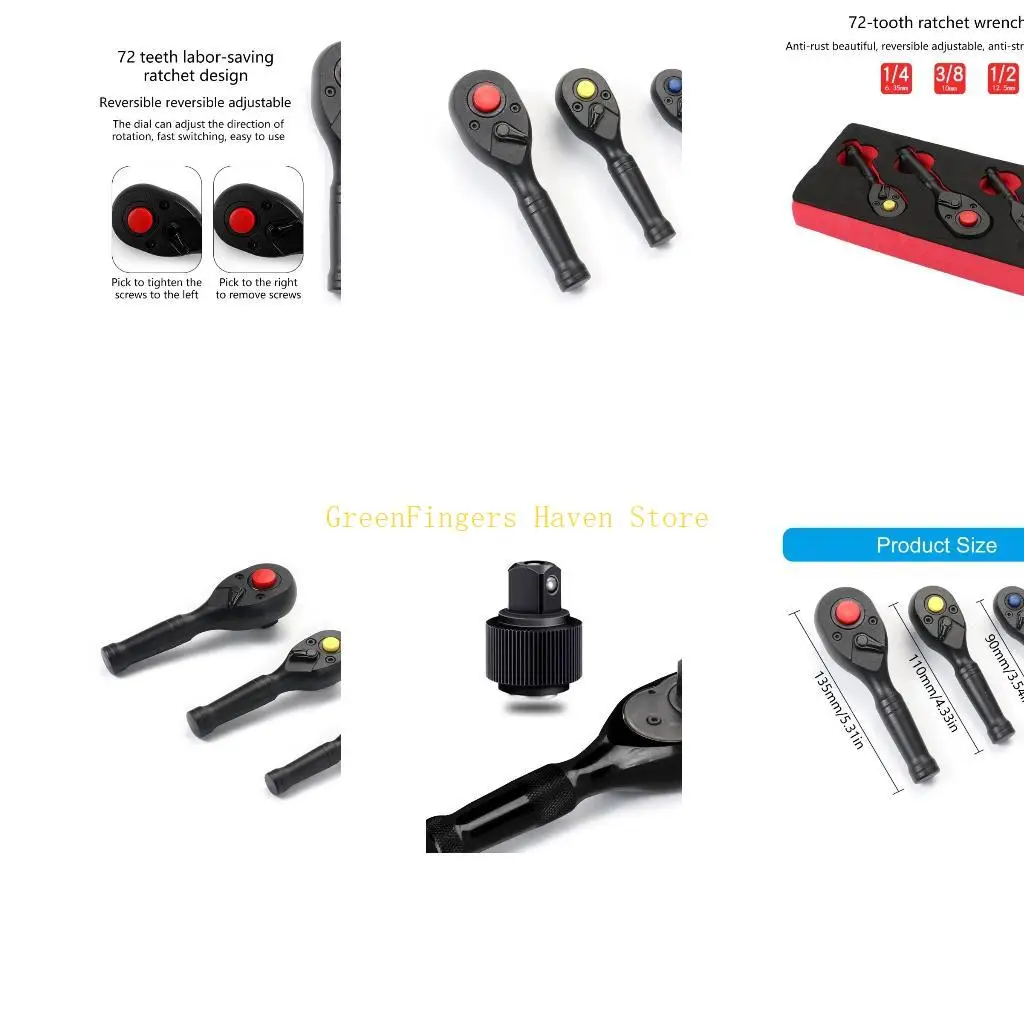 F68D 72 Tooth Multifunction Ratchet Wrench Set 3pcs 1/4'' 3/8'' Drive for DIY Enthusiasts and Professional Technicians
F68D 72 Tooth Multifunction Ratchet Wrench Set 3pcs 1/4'' 3/8'' Drive for DIY Enthusiasts and Professional Technicians
