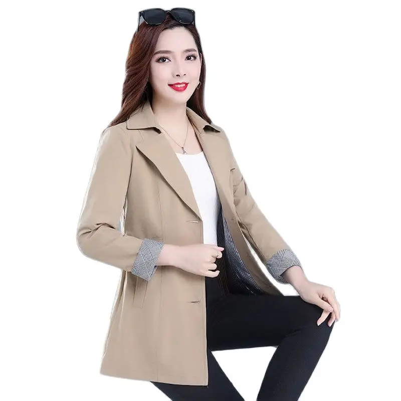 Spring Autumn Trench Coat Woman New Single-breasted Mid-Long Women Trench Coat Overcoat 6XL Khaki Windbreaker Lined 
Spring Autumn Trench Coat Woman New Single-breasted Mid-Long Women Trench Coat Overcoat 6XL Khaki Windbreaker Lined
