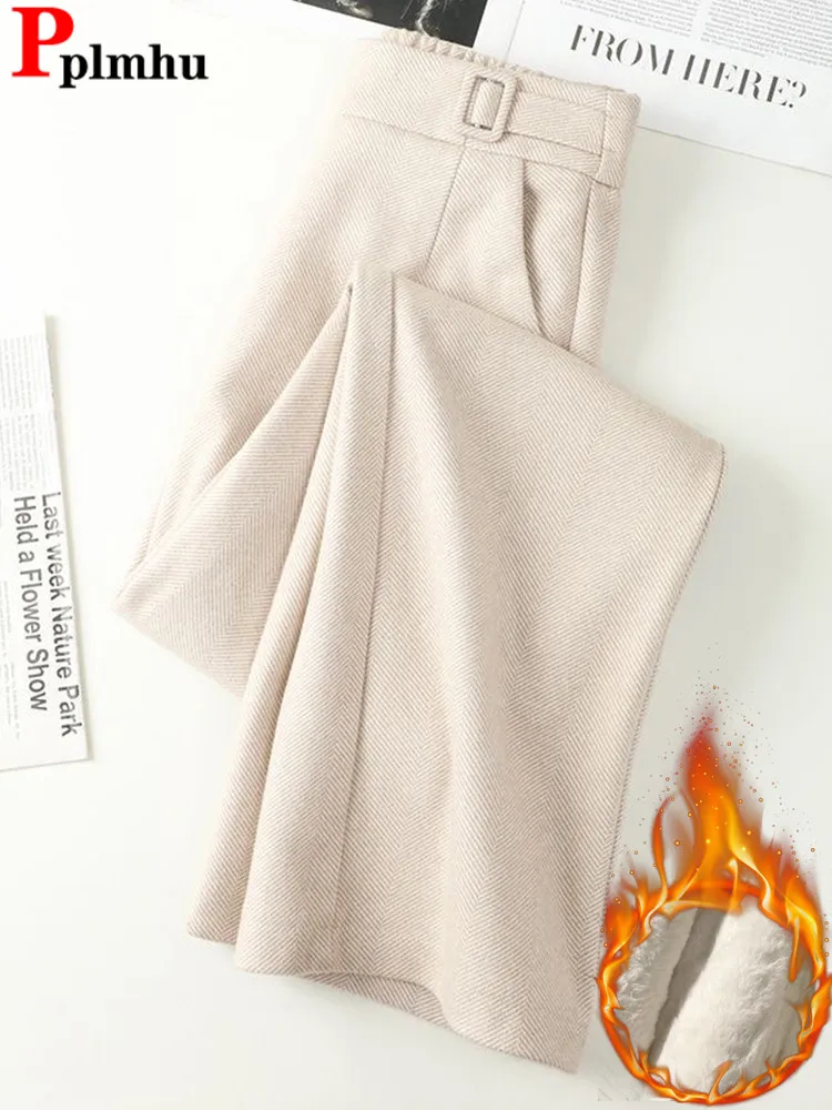 Winter Formal Woole Blend Wide Leg Pants Elastic High Waist Plush Velvet Lined Thicken Pantalones Casual Warm New Women Spodnie
Winter Formal Woole Blend Wide Leg Pants Elastic High Waist Plush Velvet Lined Thicken Pantalones Casual Warm New Women Spodnie
