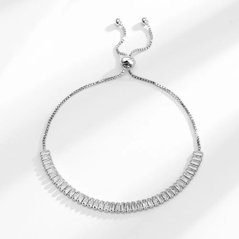 925 Silver Chain Crystal Love Zircon Rectangular Bracelet with Adjustable Push Pull Style for Women's Jewelry Gifts
925 Silver Chain Crystal Love Zircon Rectangular Bracelet with Adjustable Push Pull Style for Women's Jewelry Gifts