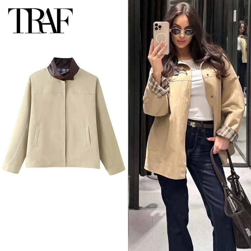 TRAF Women's Jacket Khaki Loose Jackets Spring 2025 New In Coats & Jackets Patchwork Contrast Long Sleeve Coat Fashion Outerwear
TRAF Women's Jacket Khaki Loose Jackets Spring 2025 New In Coats & Jackets Patchwork Contrast Long Sleeve Coat Fashion Outerwear