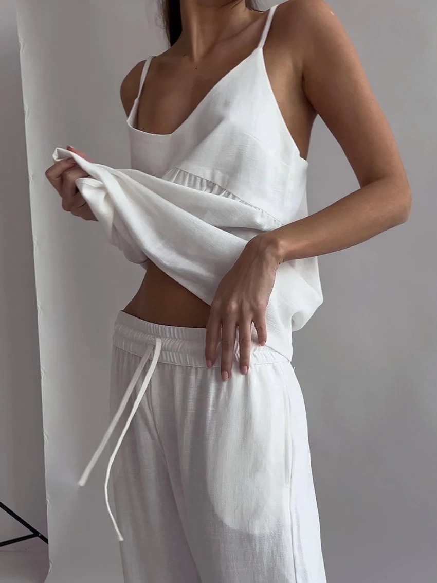 Marthaqiqi Cotton Female Sleepwear Suit Sexy V-Neck Pajama Tank Top Nightgown Spaghetti Strap Nightwear Pants Casual Nightie Set
Marthaqiqi Cotton Female Sleepwear Suit Sexy V-Neck Pajama Tank Top Nightgown Spaghetti Strap Nightwear Pants Casual Nightie Set