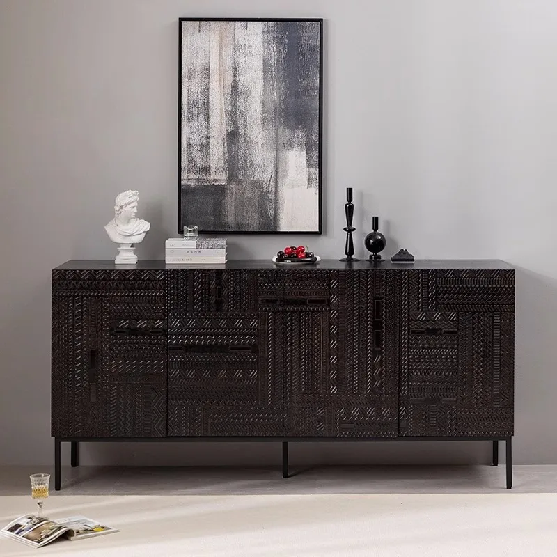 Скандинавский обеденный боковой шкаф из цельного дерева, резной напольный шкафчик в стиле ретро, ваби-саби, черный простой современный шкаф для хранения из массива дерева
Скандинавский обеденный боковой шкаф из цельного дерева, резной напольный шкафчик в стиле ретро, ваби-саби, черный простой современный шкаф для хранения из массива дерева