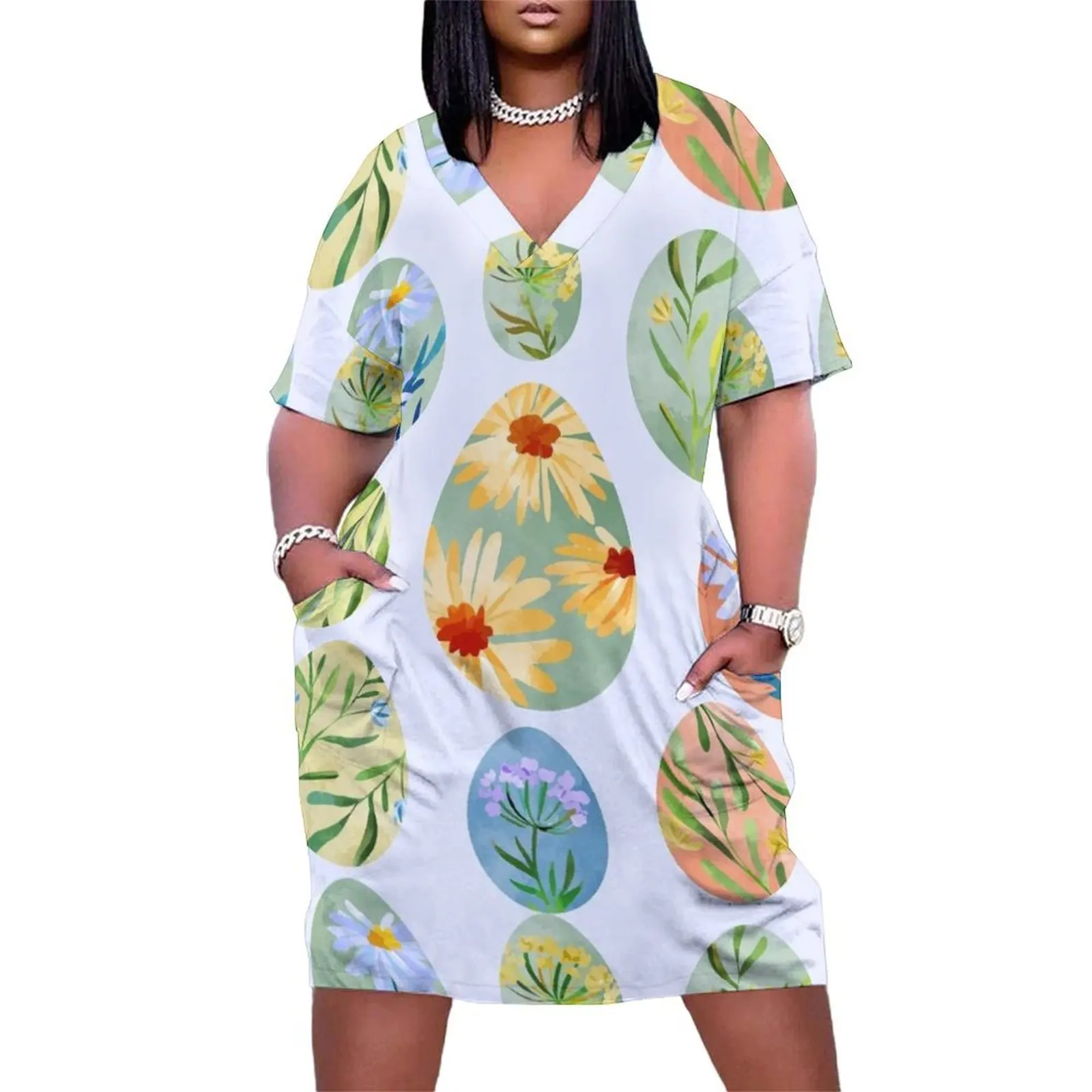 Colorful Easter Eggs - Easter Flower Eggs Collection Loose Pocket Dress women's summer jumpsuit Long dress
Colorful Easter Eggs - Easter Flower Eggs Collection Loose Pocket Dress women's summer jumpsuit Long dress