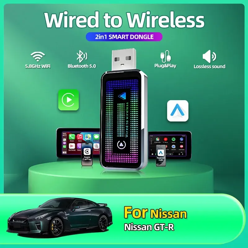 NEW Wireless CarPlay Android Auto Wireless Adapter Smart Mini Box With lights Plug And Play WiFi Fast Connect For Nissan GT-R
NEW Wireless CarPlay Android Auto Wireless Adapter Smart Mini Box With lights Plug And Play WiFi Fast Connect For Nissan GT-R