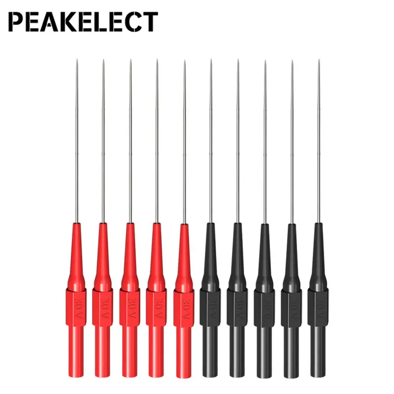 Peakelect P30009+ 10pcs Insulated Long Back Probe Pin Non-destructive Test Probe Stainless Piercing Puncture Probe 4mm Jack
Peakelect P30009+ 10pcs Insulated Long Back Probe Pin Non-destructive Test Probe Stainless Piercing Puncture Probe 4mm Jack