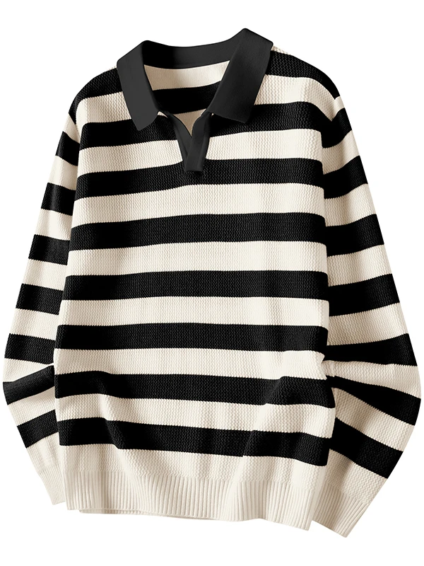 Men's Knitted Sweater Stripe Pattern Casual High-End Feeling Woolen Shirt Turn-down Collar Base Layer Youth Japanese Style
Men's Knitted Sweater Stripe Pattern Casual High-End Feeling Woolen Shirt Turn-down Collar Base Layer Youth Japanese Style