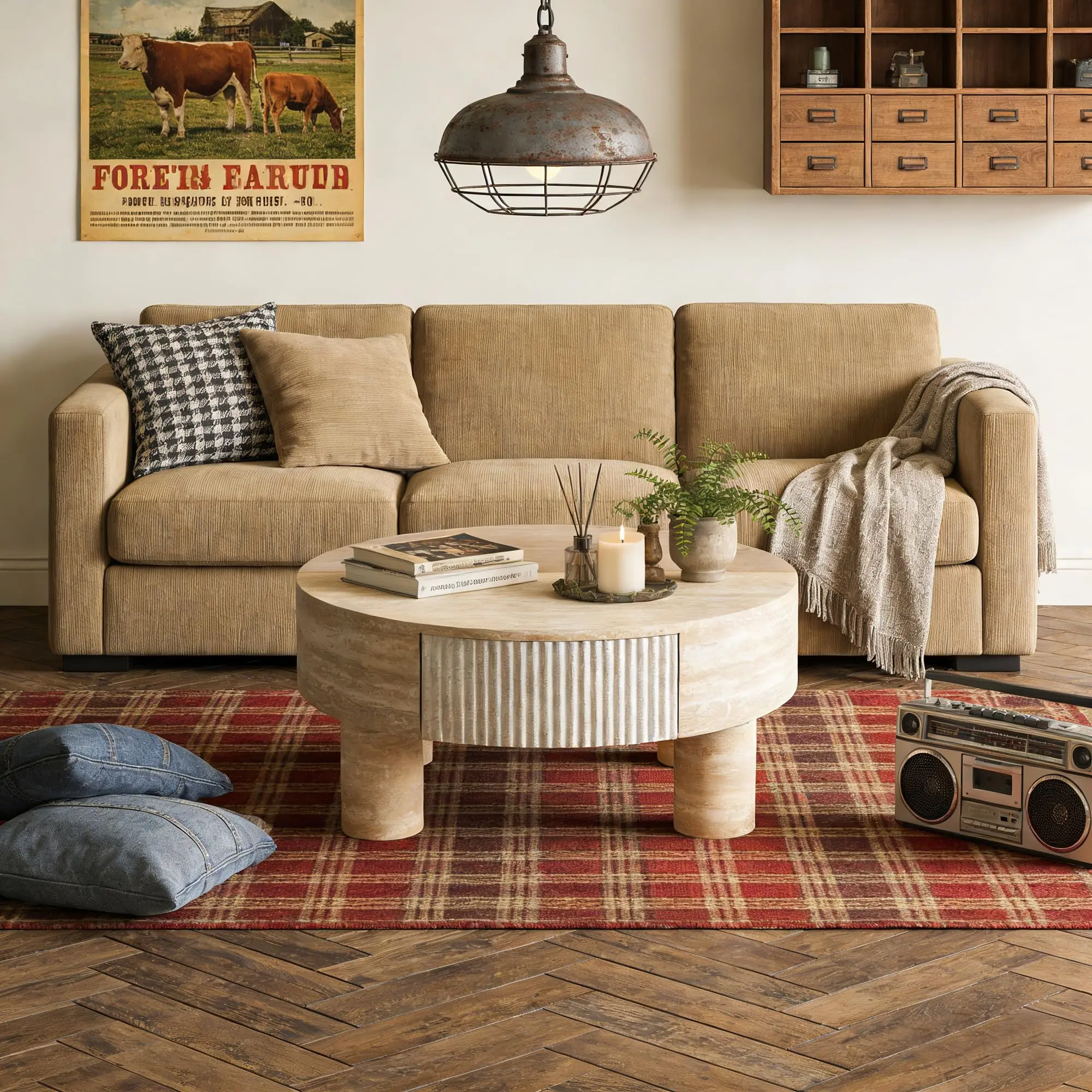 Round Wooden Coffee Table With Flip Top, Hidden Storage, Fluted Panel And Cylindrical Legs For Living Room, Beige
Round Wooden Coffee Table With Flip Top, Hidden Storage, Fluted Panel And Cylindrical Legs For Living Room, Beige