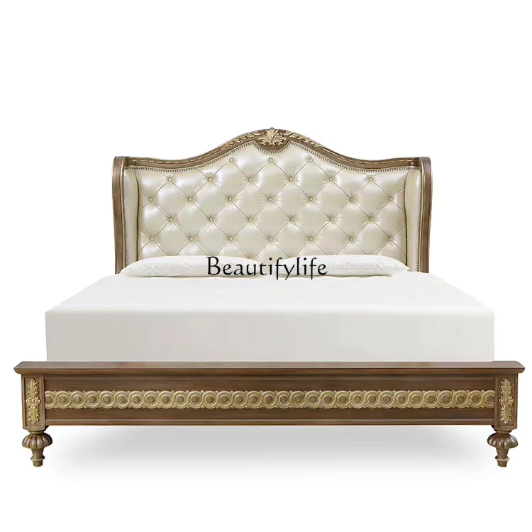 American solid wood retro double bed master bedroom soft bag queen bed French luxury bed
American solid wood retro double bed master bedroom soft bag queen bed French luxury bed