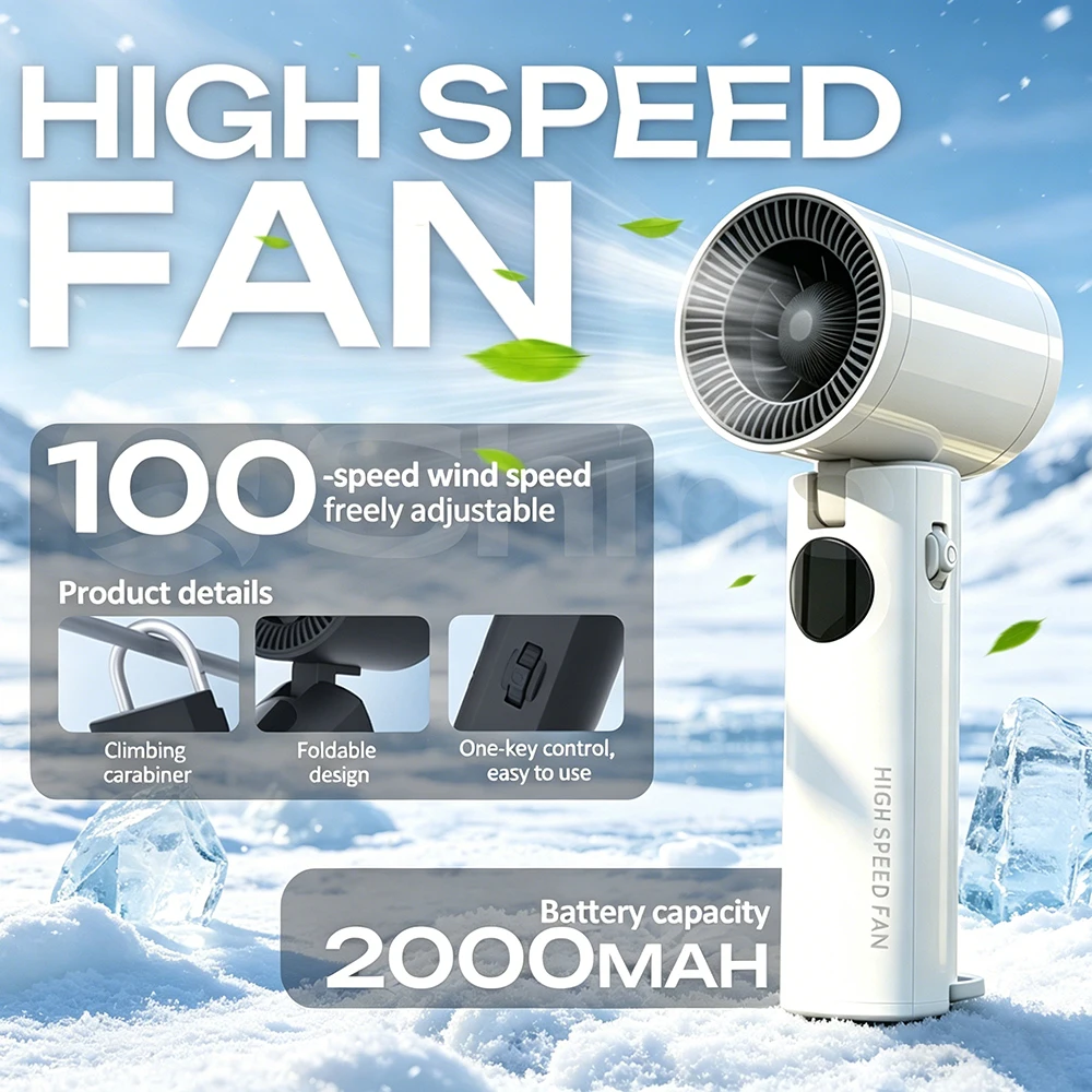 100 Speeds High Speed Handheld Fan, 2000mAh, LED Display, Carabiner Clip for Backpack, Cute Mini Portable Fan for Women Travel
100 Speeds High Speed Handheld Fan, 2000mAh, LED Display, Carabiner Clip for Backpack, Cute Mini Portable Fan for Women Travel