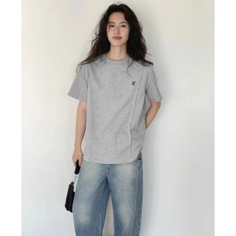 Simple Solid Embroidery T Shirts Women Fashion Letter Printed Short Sleeves O Neck Lady Pullover Tops Summer Korean Loose Tee
Simple Solid Embroidery T Shirts Women Fashion Letter Printed Short Sleeves O Neck Lady Pullover Tops Summer Korean Loose Tee