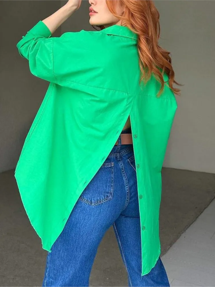 Spring Summer New Women's Shirt Fashionable Solid Color Long Sleeved Loose Fit Sexy Slit Button Casual Lapel Shirt
Spring Summer New Women's Shirt Fashionable Solid Color Long Sleeved Loose Fit Sexy Slit Button Casual Lapel Shirt