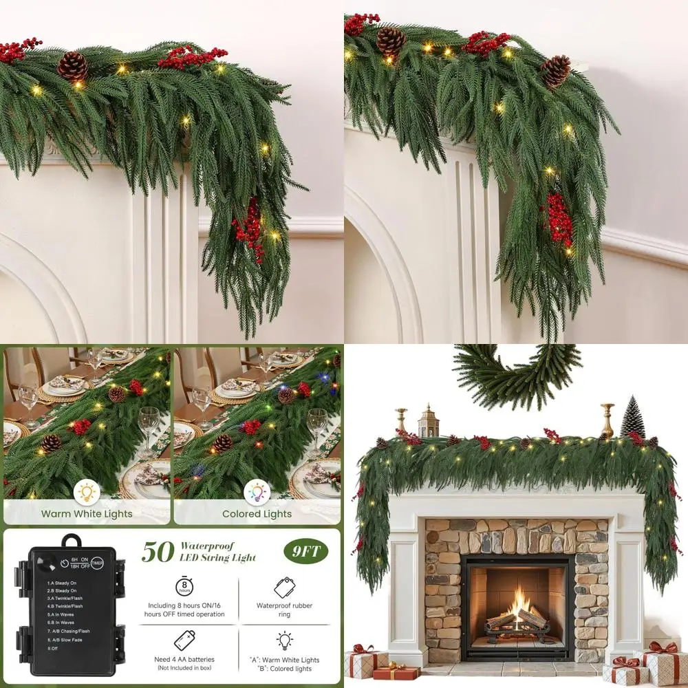 Реалистичная зеленая сосновая гирлянда Norfolk на батарейках с подсветкой для рождественского декора в помещении: мантия, лестница, перила, камин
Реалистичная зеленая сосновая гирлянда Norfolk на батарейках с подсветкой для рождественского декора в помещении: мантия, лестница, перила, камин