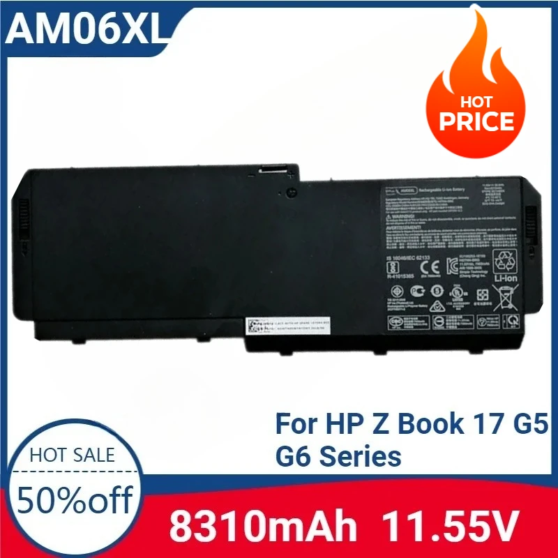 For AM06XL 8310mAh 11.55V Laptop Battery Compatible with HP Z Book 17 G5 G6 Series Laptop AMO6XL HSTNN-IB8G AM06095XL HSN-Q12C
For AM06XL 8310mAh 11.55V Laptop Battery Compatible with HP Z Book 17 G5 G6 Series Laptop AMO6XL HSTNN-IB8G AM06095XL HSN-Q12C