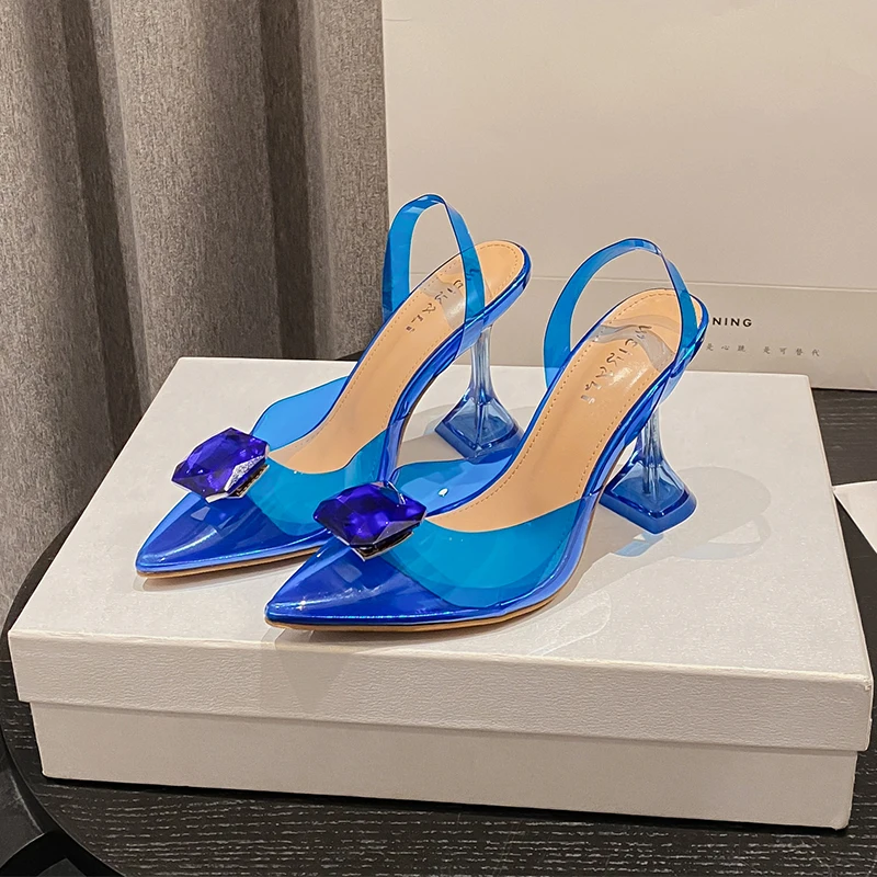 Fashion Crystal Decoration Women's Pumps Sexy Pointed High Heels Wedding Prom Shoes Ladies PVC Transparent Women Sandals Summer
Fashion Crystal Decoration Women's Pumps Sexy Pointed High Heels Wedding Prom Shoes Ladies PVC Transparent Women Sandals Summer