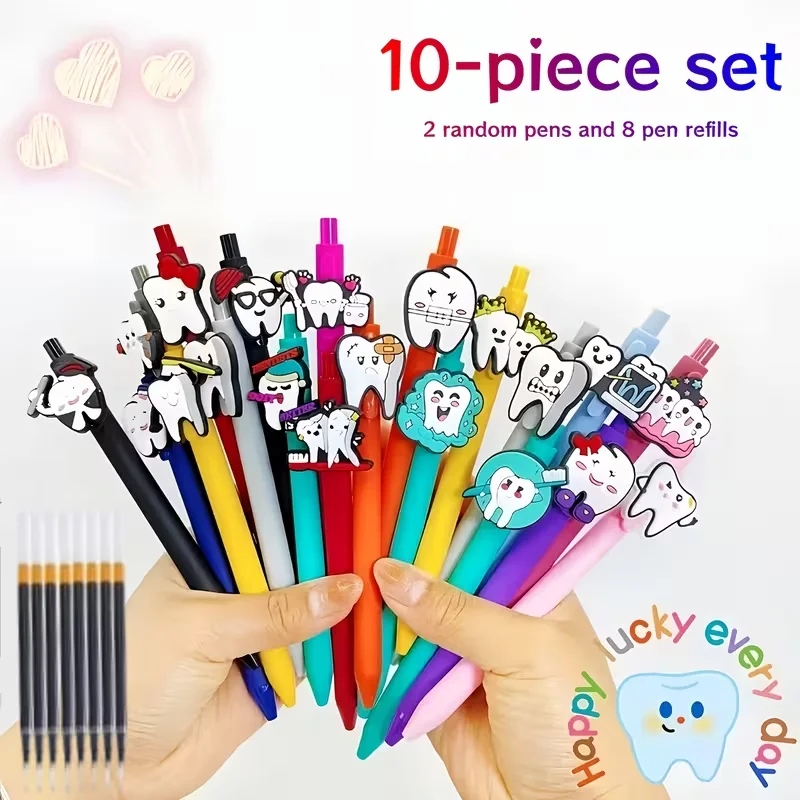 10 Creative Tooth Care Theme Series Ballpoint Pen, Back to School Office and Learning Supplies (2 random pens+8 pen cores)
10 Creative Tooth Care Theme Series Ballpoint Pen, Back to School Office and Learning Supplies (2 random pens+8 pen cores)