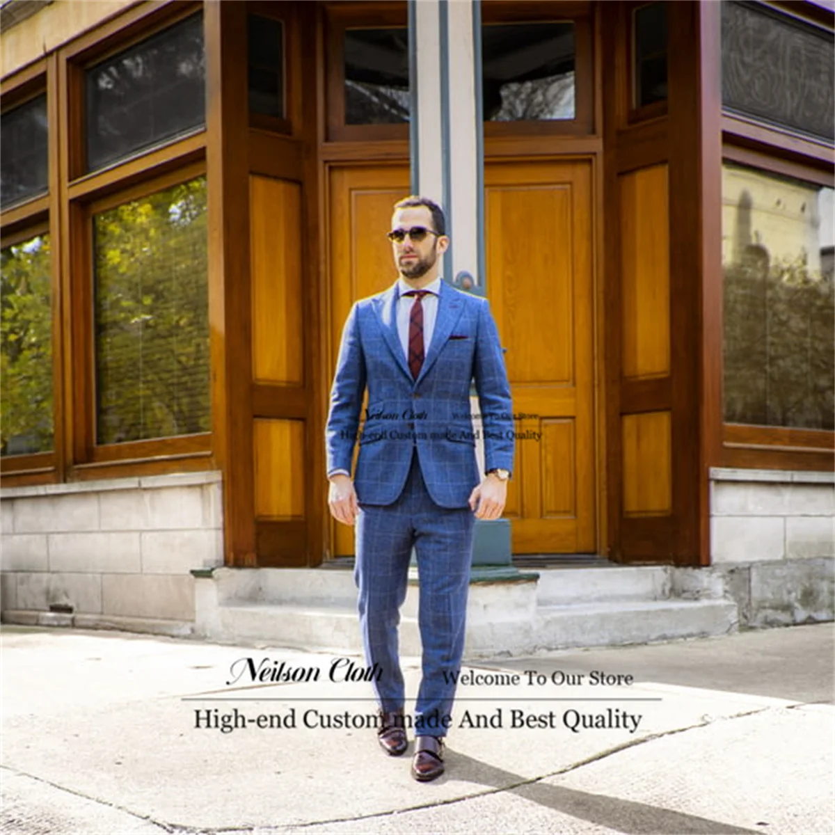 Formal Blue Plaid Men Suits Peaked Lapel Groom Wedding Tuxedos 2 Pieces Sets Business Male Prom Blazers Slim Fit Terno Masculino
Formal Blue Plaid Men Suits Peaked Lapel Groom Wedding Tuxedos 2 Pieces Sets Business Male Prom Blazers Slim Fit Terno Masculino