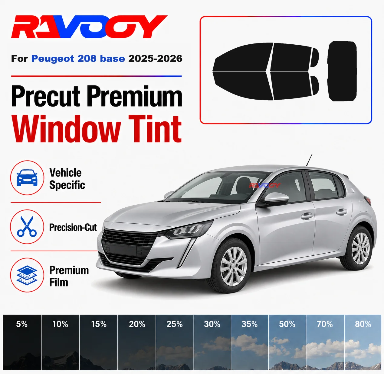 Premium Precut Window Tint Kit Front Rear Windows Rear Windshield For Peugeot 208 base 2025-2026 Complete Set Nano Ceramic Film
Premium Precut Window Tint Kit Front Rear Windows Rear Windshield For Peugeot 208 base 2025-2026 Complete Set Nano Ceramic Film