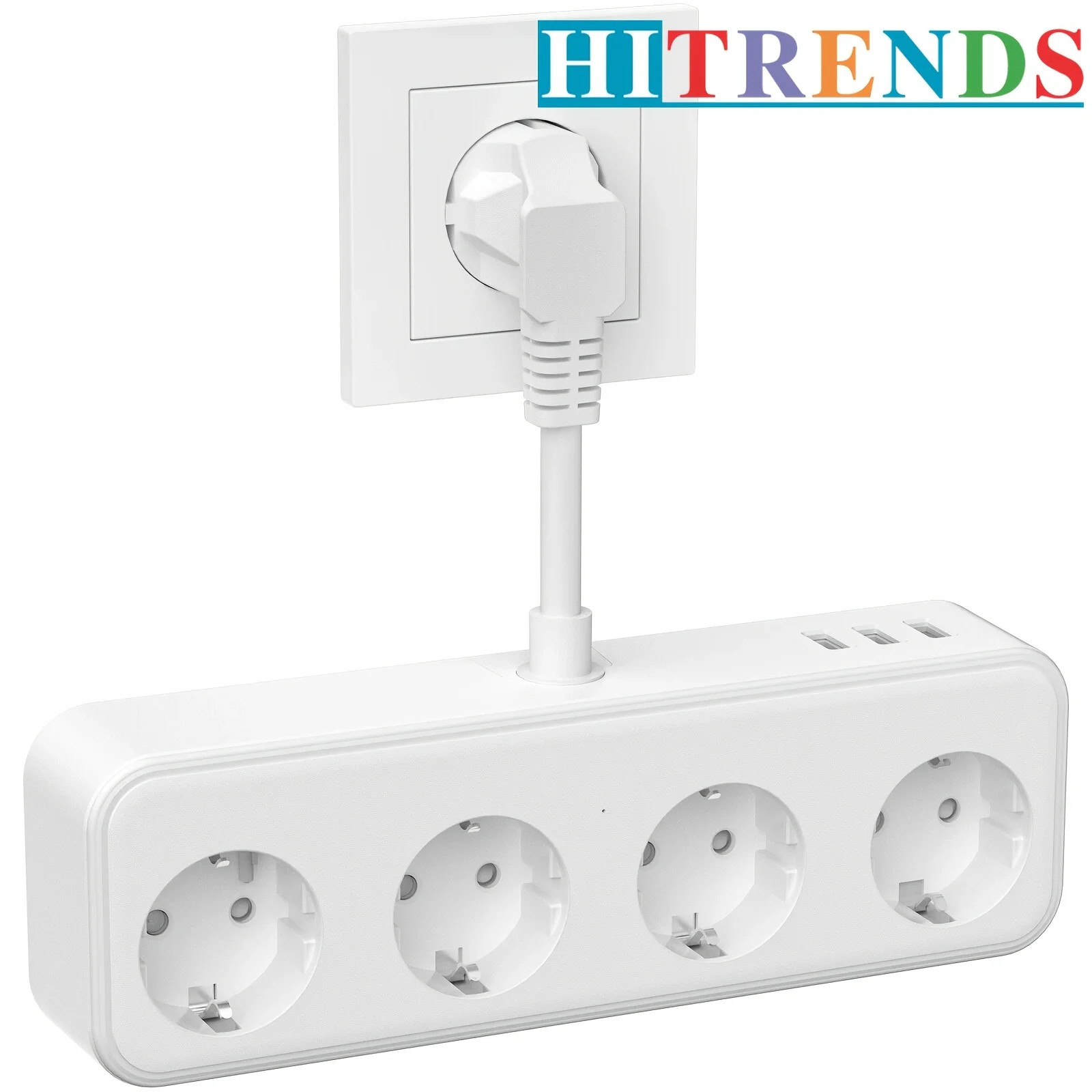 HITRENDS 4-way power strip, wall-mounted distribution socket with 3 USB ports, double plug for socket. Suitable for home, office
HITRENDS 4-way power strip, wall-mounted distribution socket with 3 USB ports, double plug for socket. Suitable for home, office