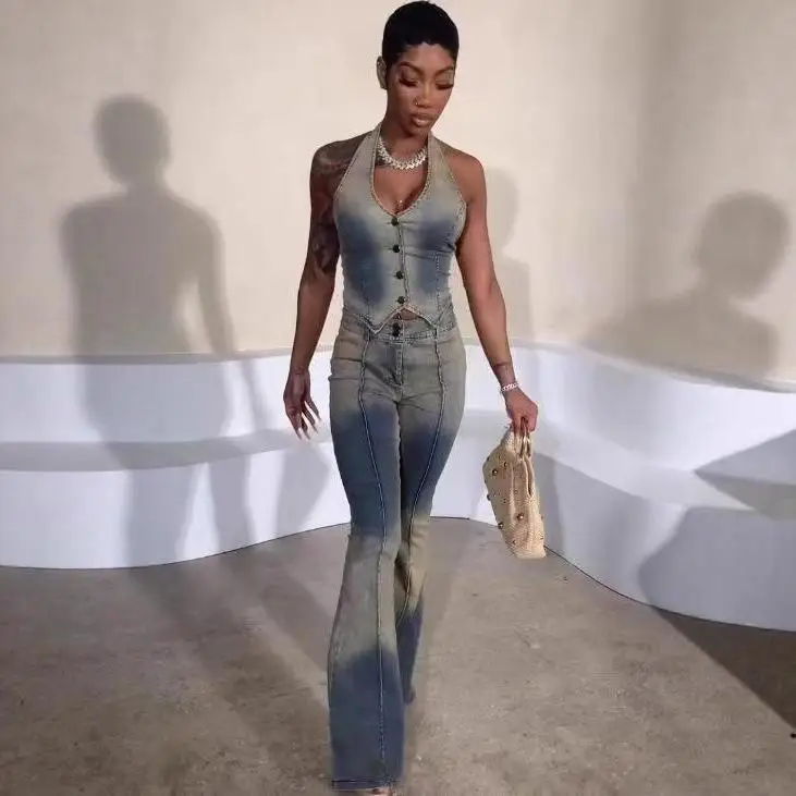 Новый летний джинсовый жилет Sle Svel, женский модный топ длиной до пола и длинные брюки, трансграничный хлопок с талией...
Новый летний джинсовый жилет Sle Svel, женский модный топ длиной до пола и длинные брюки, трансграничный хлопок с талией...