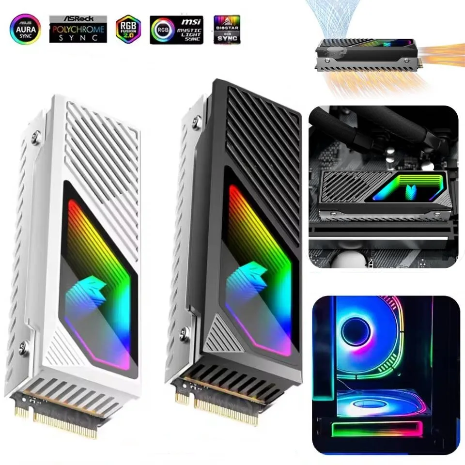 RGB M.2 2280 SSD Heatsink M2 Radiator 5V 3 Pin ARGB Solid State Drive Cooler Built-in Fan Hard Drive Heatsink for Desktop PC PS5
RGB M.2 2280 SSD Heatsink M2 Radiator 5V 3 Pin ARGB Solid State Drive Cooler Built-in Fan Hard Drive Heatsink for Desktop PC PS5