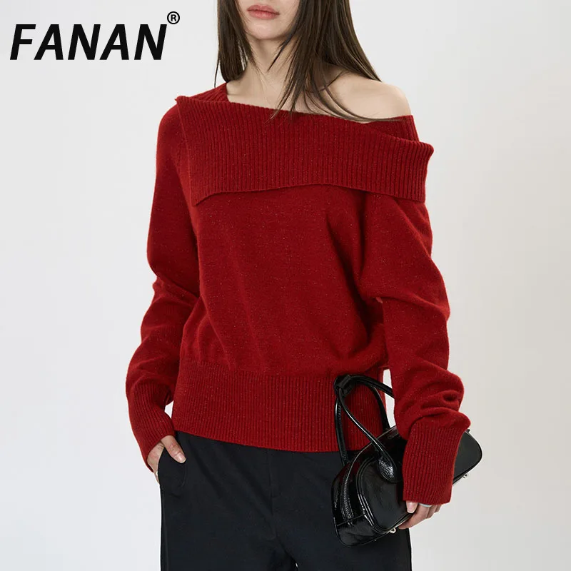 FANAN Off Shoulder Design Knit Pullover Sweater For Women Solid Slash Neck Long Sleeve Office Lady Fit Tops 2025 Spring New
FANAN Off Shoulder Design Knit Pullover Sweater For Women Solid Slash Neck Long Sleeve Office Lady Fit Tops 2025 Spring New