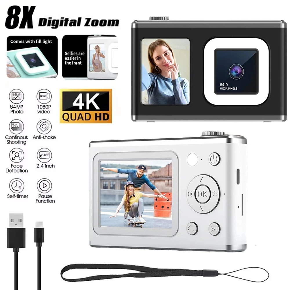 64MP Digital Camera Video Recorder 2.4 Inch Screen Children Camcorder Flash Lamp 8x Zoom Compact Camera for Beginner Photography
64MP Digital Camera Video Recorder 2.4 Inch Screen Children Camcorder Flash Lamp 8x Zoom Compact Camera for Beginner Photography