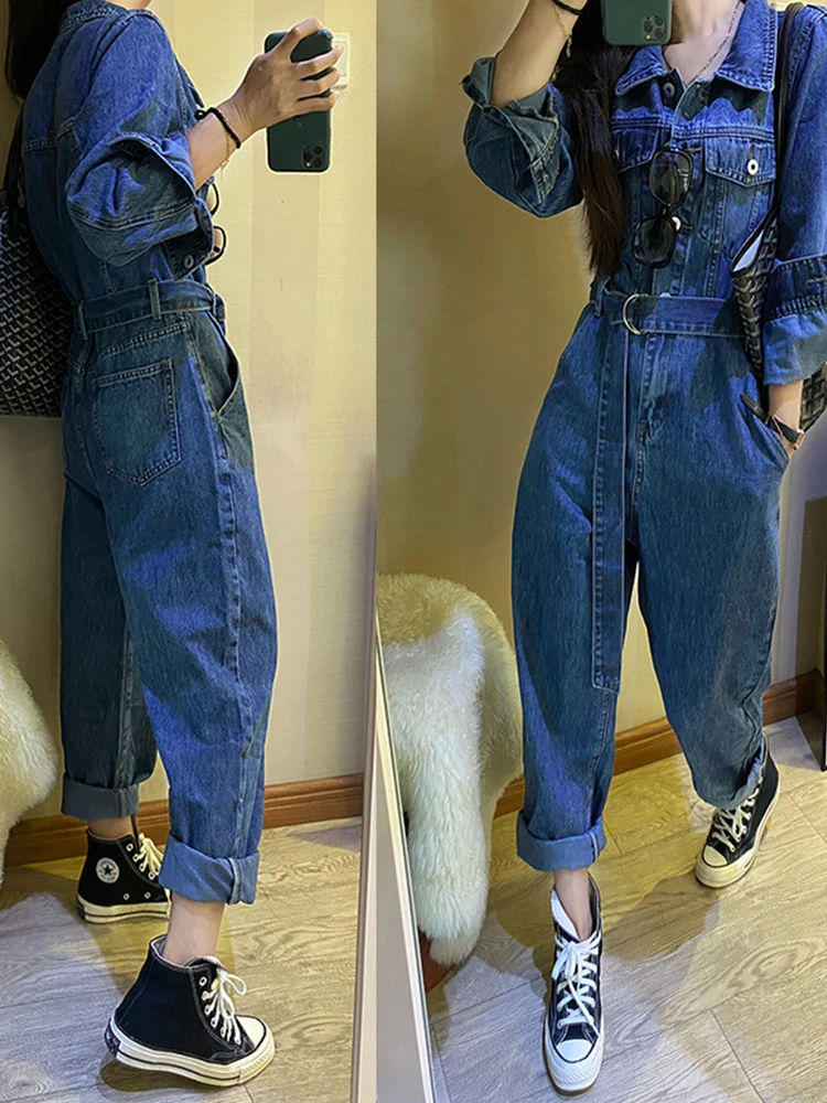 Cargo pants denim jumpsuit women Spring and Autumn Korean version fashion high waisted straps loose long sleeved jumpsuit
Cargo pants denim jumpsuit women Spring and Autumn Korean version fashion high waisted straps loose long sleeved jumpsuit