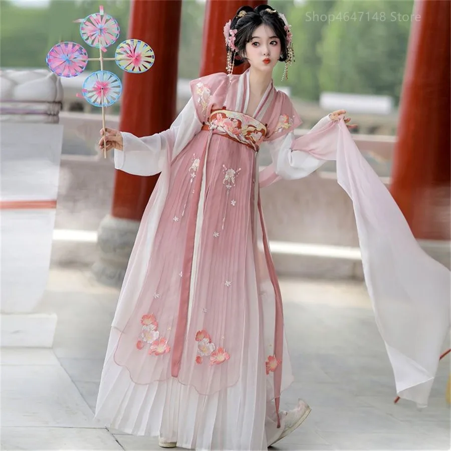 Women Chinese Traditional Hanfu Costumes Ancient Clothes Wei Jin Dynasty Crossed Collars Princess Folk Dance Dresse
Women Chinese Traditional Hanfu Costumes Ancient Clothes Wei Jin Dynasty Crossed Collars Princess Folk Dance Dresse