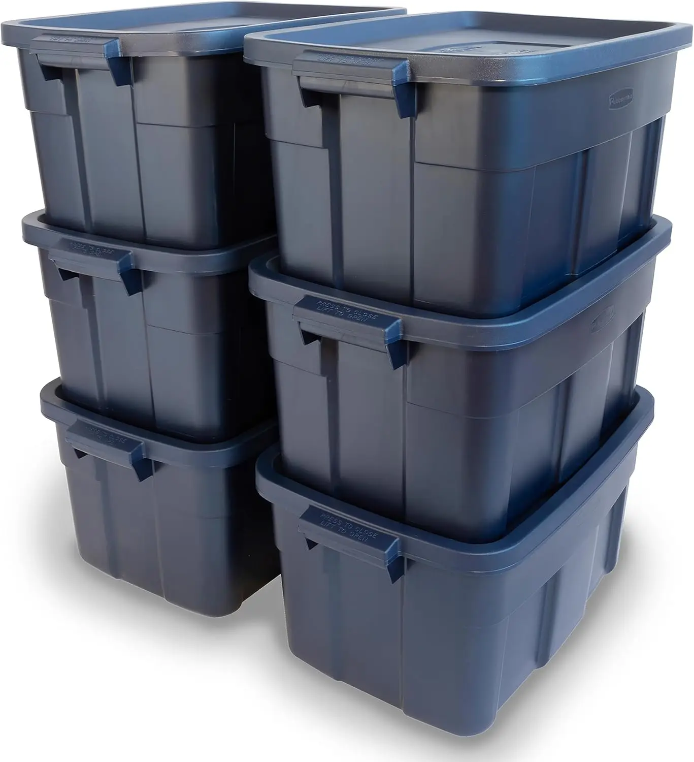 14 Gallon Heavy-Duty Stackable Storage Totes with Lids, 6-Pack, Dark Indigo Metallic
14 Gallon Heavy-Duty Stackable Storage Totes with Lids, 6-Pack, Dark Indigo Metallic