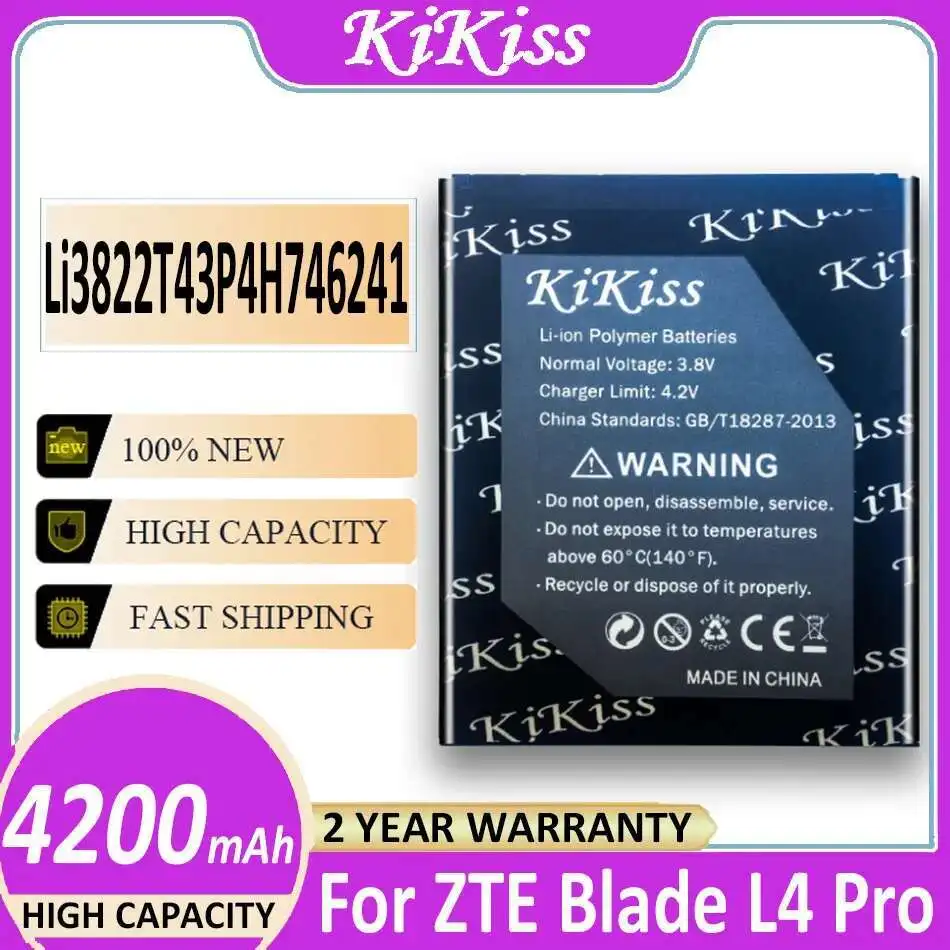 Аккумулятор мобильного телефона Li3822t43p4h746241 4200 мАч для Zte Blade L4 Pro A465 A475 Twm Amazing X3s A315
Аккумулятор мобильного телефона Li3822t43p4h746241 4200 мАч для Zte Blade L4 Pro A465 A475 Twm Amazing X3s A315