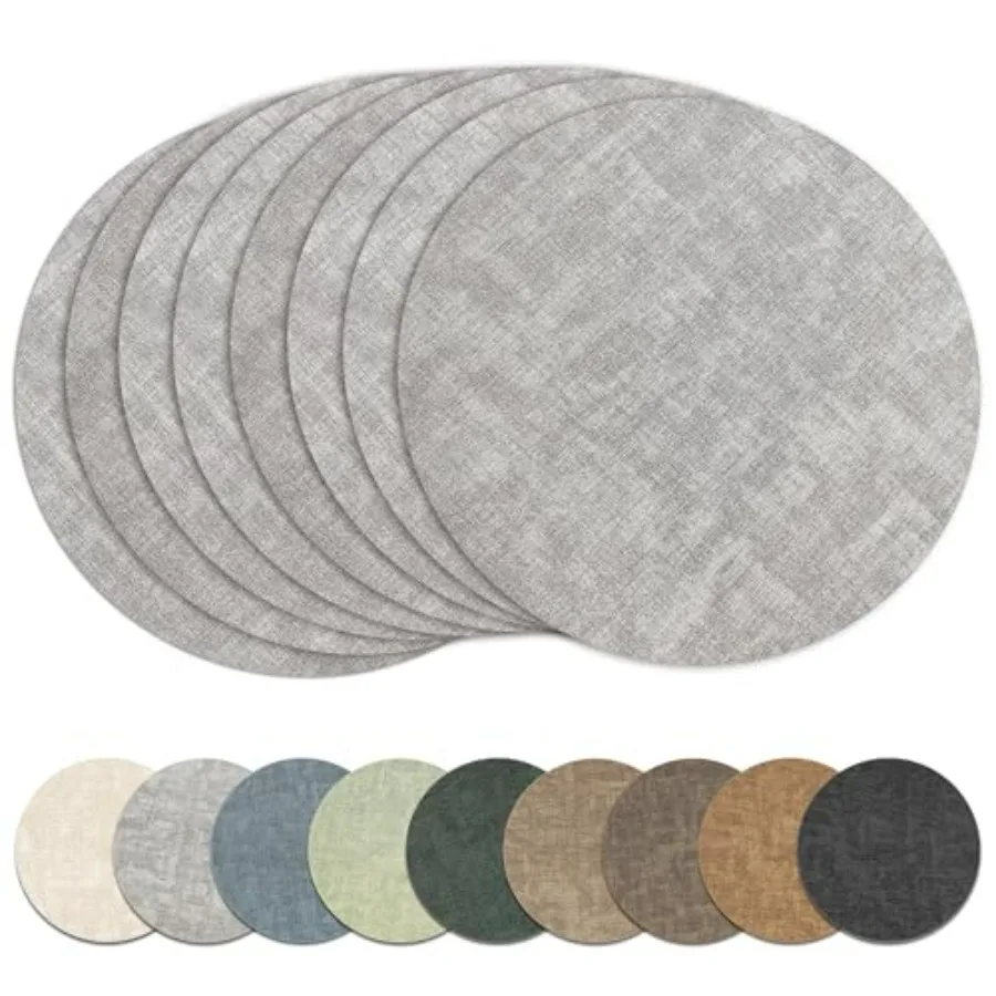 Набор из 8 круглых салфеток-плейсматов (13 дюймов), двусторонние, из искусственной кожи, термостойкие, водонепроницаемые, маслостойкие, легко моющиеся, защитные для стола
Набор из 8 круглых салфеток-плейсматов (13 дюймов), двусторонние, из искусственной кожи, термостойкие, водонепроницаемые, маслостойкие, легко моющиеся, защитные для стола