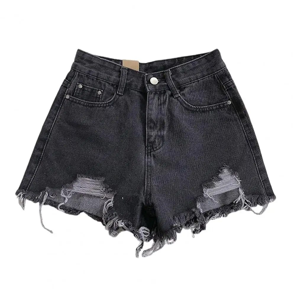 High-waisted Trousers Retro High Waist Denim Shorts for Women A-line Solid Color Ripped Button Zipper Closure Slim for Summer
High-waisted Trousers Retro High Waist Denim Shorts for Women A-line Solid Color Ripped Button Zipper Closure Slim for Summer