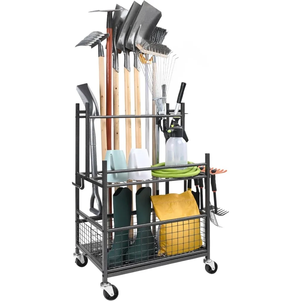 16-слотовый органайзер для садовых инструментов с колесиками, вмещает грабли, метлы, лопаты, металлическую подставку для хранения для гаража или сарая
16-слотовый органайзер для садовых инструментов с колесиками, вмещает грабли, метлы, лопаты, металлическую подставку для хранения для гаража или сарая