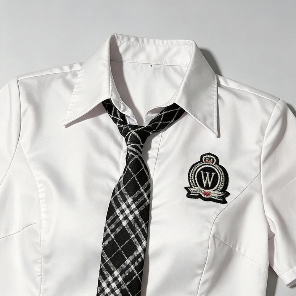 Women JK Uniform 3-Piece Set Short Sleeve White Shirt with Plaid Tie Pleated Skirt Preppy School Outfits for Daily Wear Cosplay
Women JK Uniform 3-Piece Set Short Sleeve White Shirt with Plaid Tie Pleated Skirt Preppy School Outfits for Daily Wear Cosplay