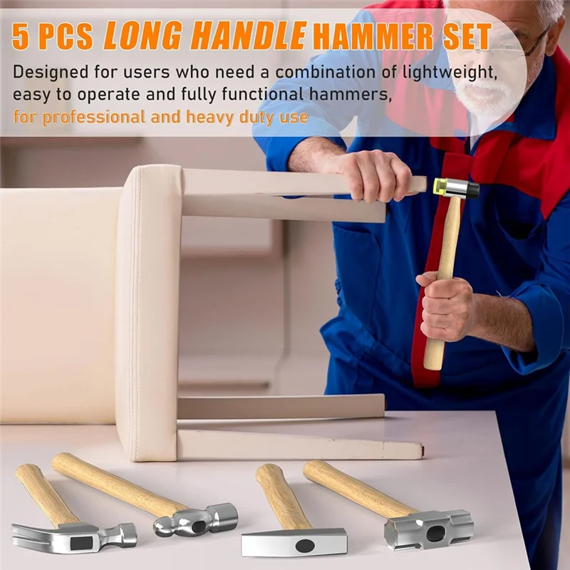 ABMH-набор молотков, головка из кованой полированной стали, длинная деревянная ручка, подходит для домашнего и профессионального использования 
ABMH-набор молотков, головка из кованой полированной стали, длинная деревянная ручка, подходит для домашнего и профессионального использования