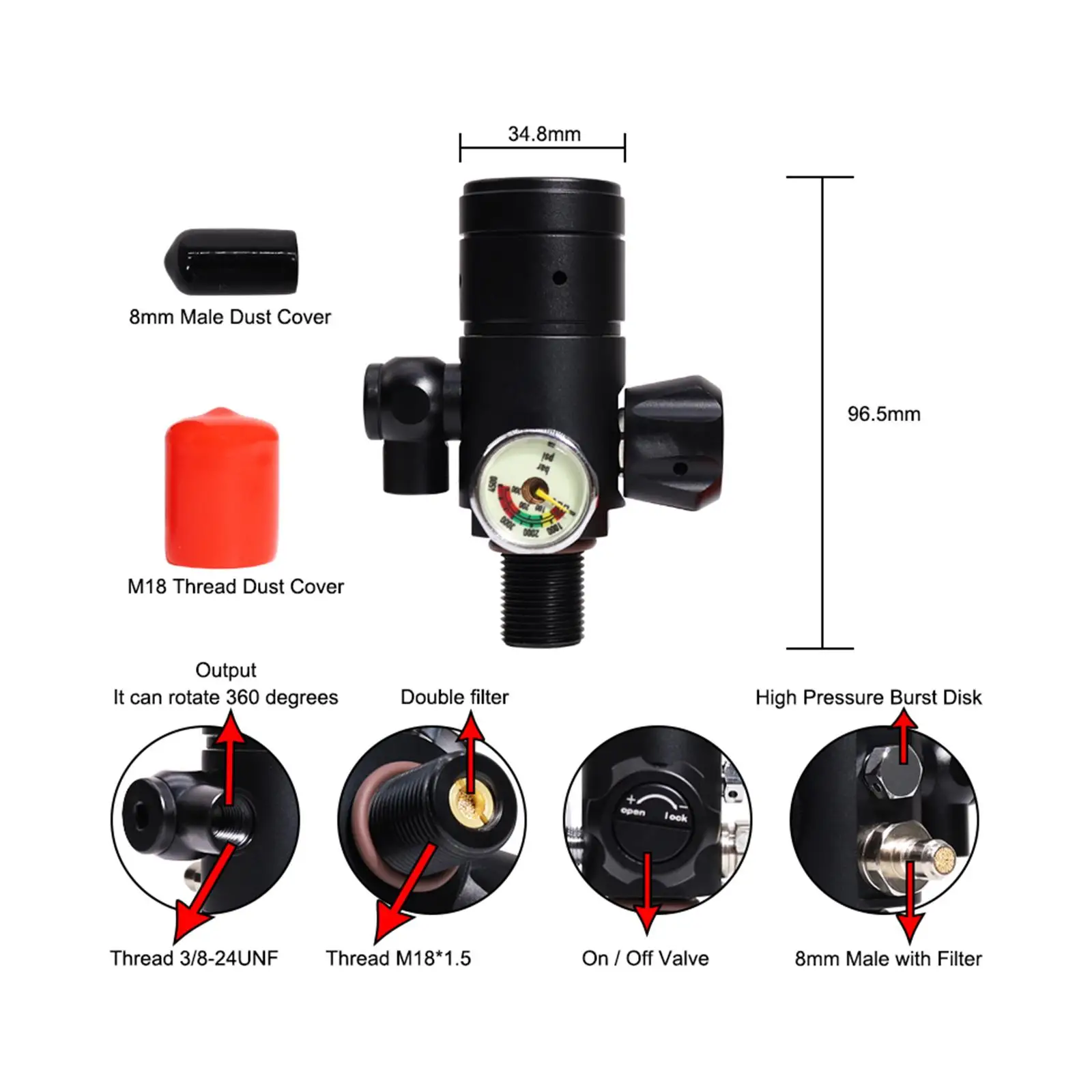 Scuba Diving Pressure Reducing W/Gauge Multipurpose Scuba Regulators for Dive Snorkeling Equipment Supplies
Scuba Diving Pressure Reducing W/Gauge Multipurpose Scuba Regulators for Dive Snorkeling Equipment Supplies