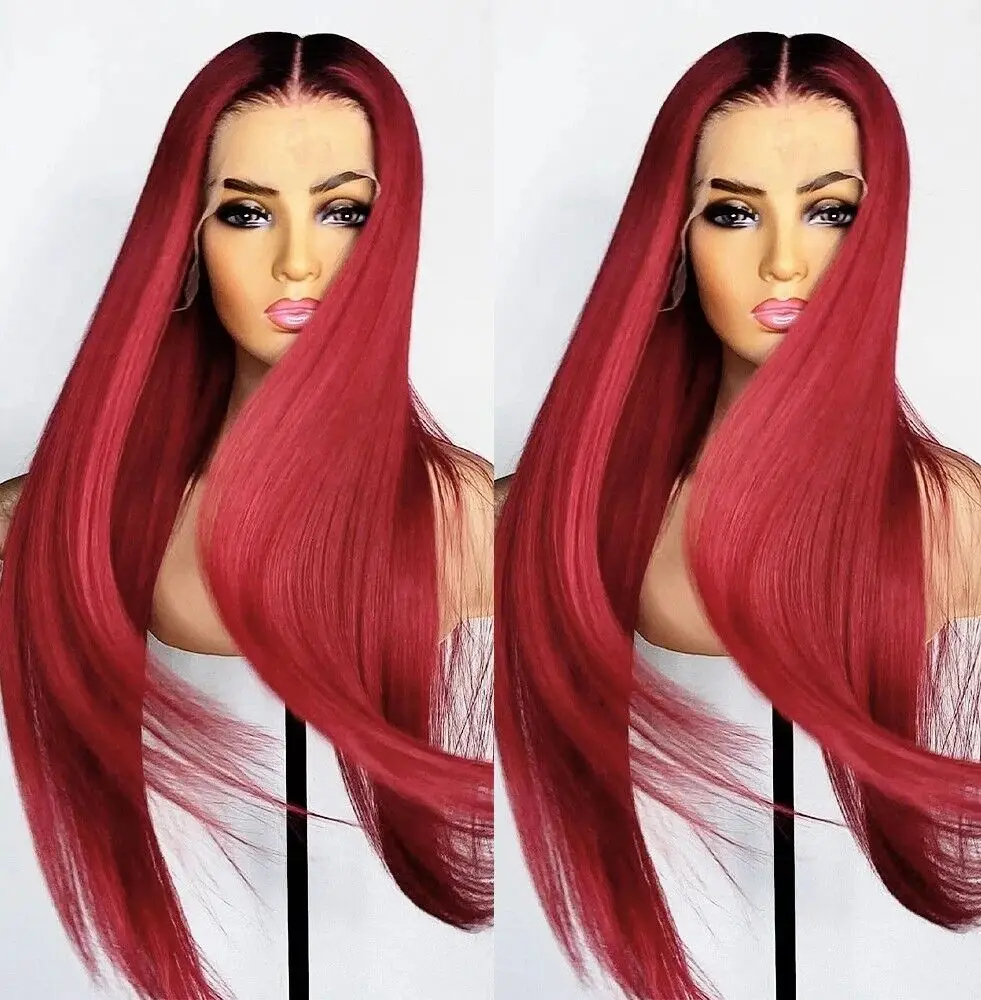 Synthetic Hair Natural Women Long Straight Red black root Frontal T Lace Wigs
Synthetic Hair Natural Women Long Straight Red black root Frontal T Lace Wigs