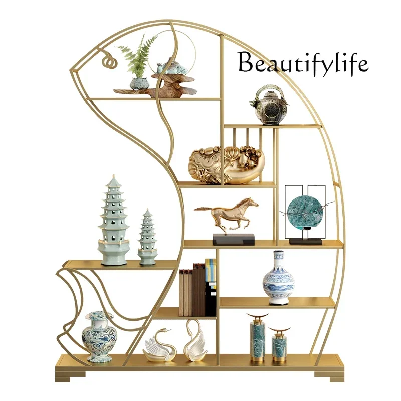 S Nordic storage wrought iron living room storage rack multi-layer floor baffle rack light luxury golden arowana display rack
S Nordic storage wrought iron living room storage rack multi-layer floor baffle rack light luxury golden arowana display rack