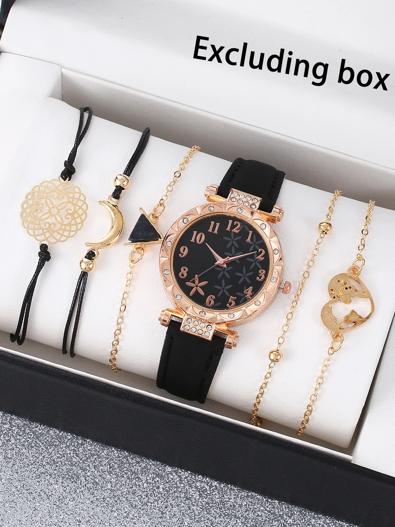 1pc women's black dial women's watch ins style fashionable women's quartz watch with 5pcs bracelet set
1pc women's black dial women's watch ins style fashionable women's quartz watch with 5pcs bracelet set
