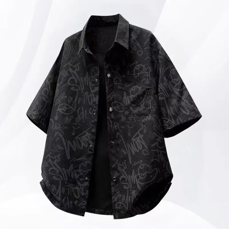 Mens iti Print Short Sleeve Shirt Casual Loose Streetwear Top
Mens iti Print Short Sleeve Shirt Casual Loose Streetwear Top