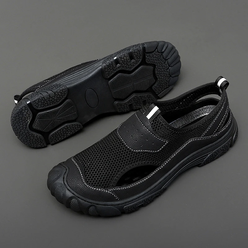 Мужские сетчатые сандалии WAERTA, уличная нескользящая обувь из натуральной кожи, пляжные слипоны, дорожные тапочки, лето 
Мужские сетчатые сандалии WAERTA, уличная нескользящая обувь из натуральной кожи, пляжные слипоны, дорожные тапочки, лето