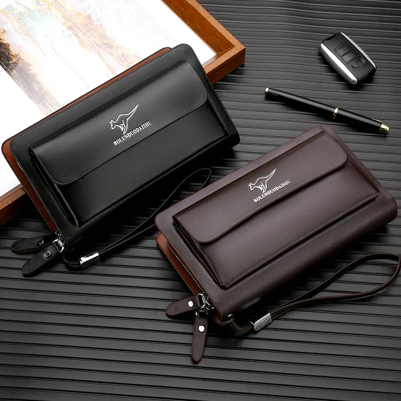 PU leather men's large capacity mobile phone storage hand-held wallet for business with double zippers handbag
PU leather men's large capacity mobile phone storage hand-held wallet for business with double zippers handbag